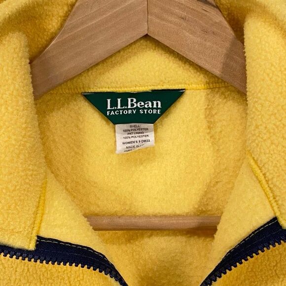 Vintage 90s L.L.Bean Bright Yellow Fleece Full Zip Vest Pockets Women’s Medium - Picture 4 of 12
